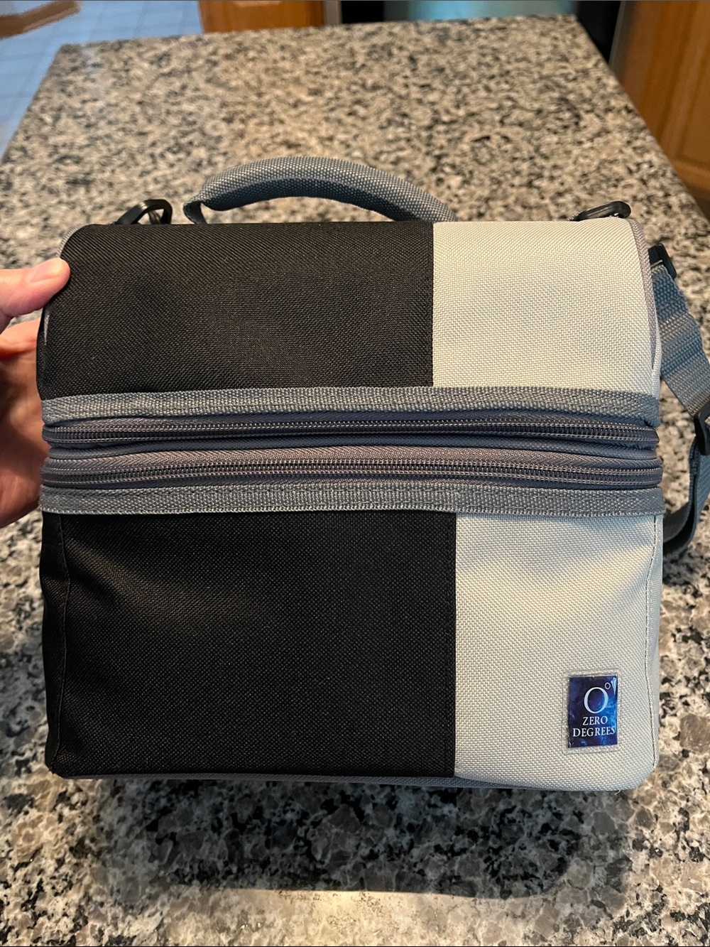 Two-Tone Black & Light Gray Insulated Lunch Bag